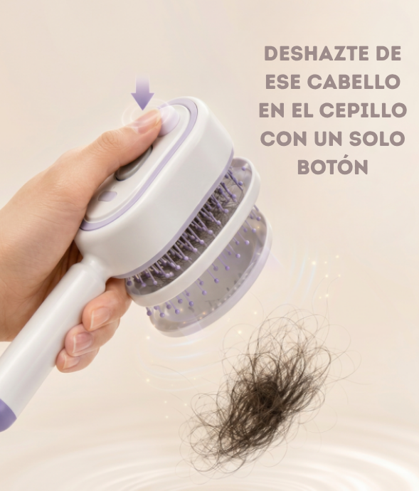 Peine Eléctrico con Spray y Masaje, Antiestático, Autolimpiante y Aplicador de Aceite Capilar